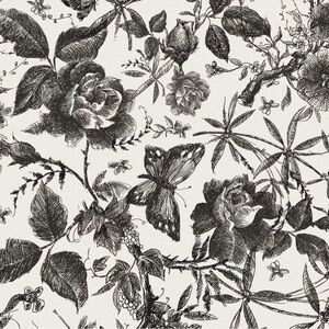 Jiffdiff “Sketchrose” classic floral black white peel & stick wallpaper 4 rolls
